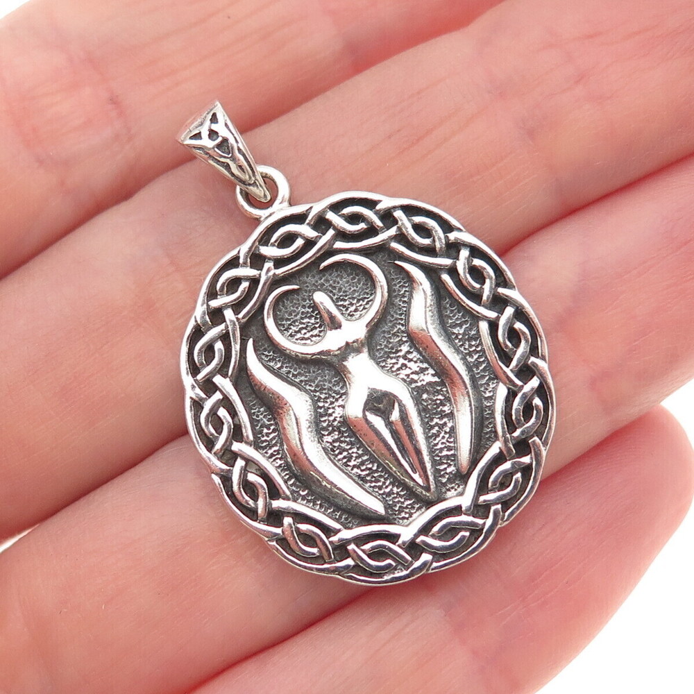 Peter Stone Sterling Silver Vintage Nile River Goddess Oxidized Charm Pendant